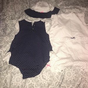 Polka dot one piece with hat